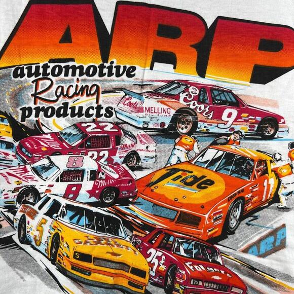 Vintage 80s ARP Racing Car T Shirt Adult M White Mens 1980’s - Picture 8 of 8